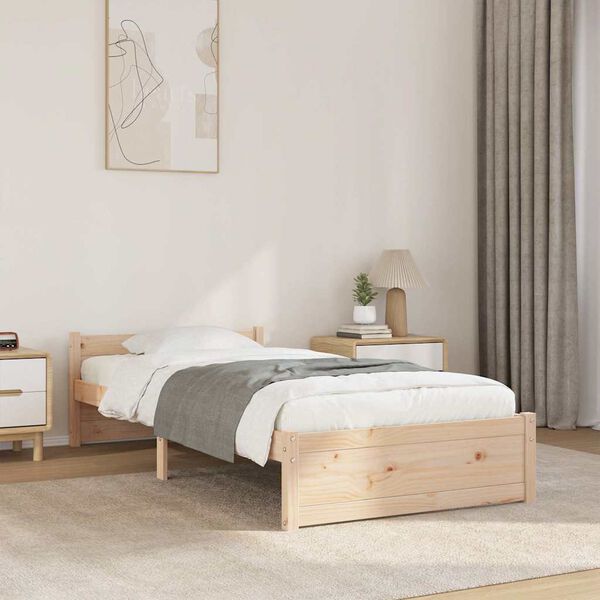 vidaXL Bed Frame without Mattress Solid Wood 90x190 cm Single Single