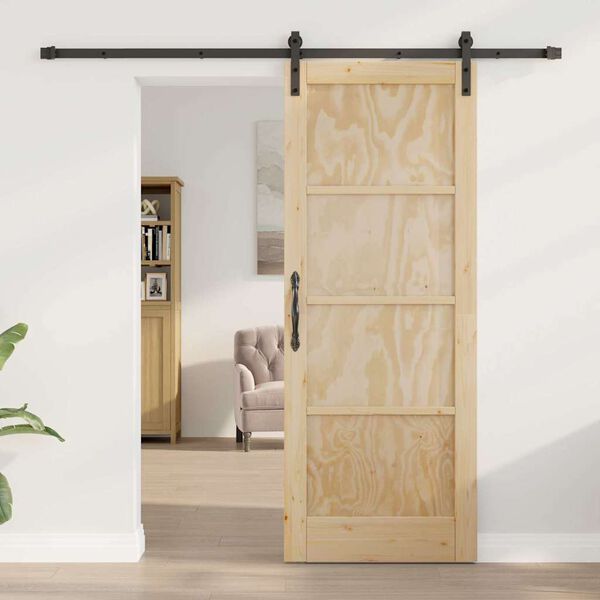 vidaXL Sliding Door Brown 78 x 202 cm Solid Pine Wood