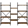vidaXL Bookshelf Smoked Oak 160x28.5x136.5 cm Engineered Wood