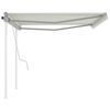 vidaXL Manual Retractable Awning with Posts 4x3 m Cream