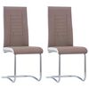 vidaXL Cantilever Dining Chairs 2 pcs Brown Fabric
