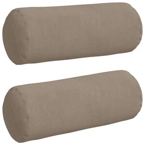 vidaXL Bolster Pillows 2 pcs Taupe &Oslash; 15 x 40 cm Microfibre Fabric