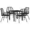 vidaXL Garden Dining Set 5 pcs Black Poly Rattan
