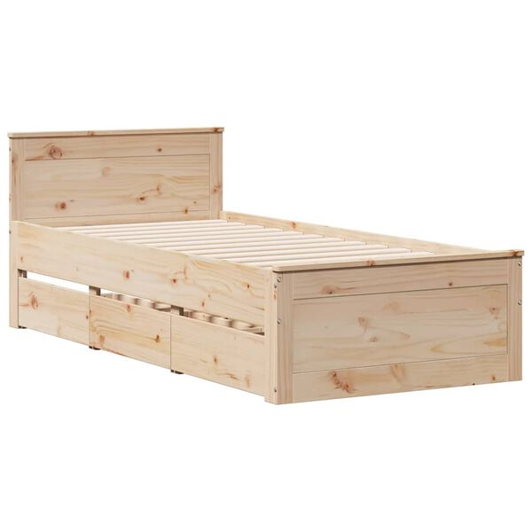 vidaXL Bed Frame without Mattress with Headboard 100x200 cm Solid Wood Pine