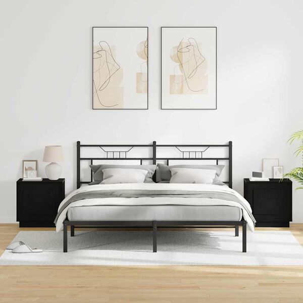vidaXL Bedside Cabinet 2 pcs Black 44 x 34.5 x 45 cm Engineered Wood