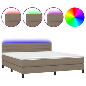 vidaXL Box Spring Bed with Mattress&LED Taupe 160x200cm Fabric