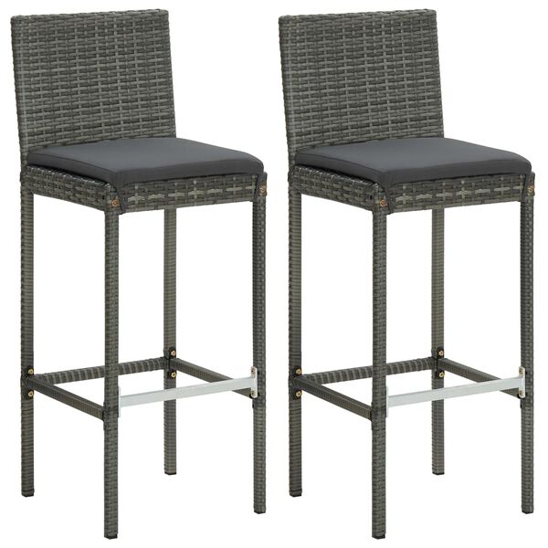 vidaXL 3 Piece Garden Bar Set with Cushions Poly Rattan Grey