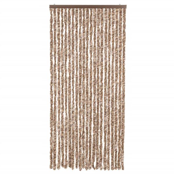 vidaXL Fly Curtain Beige and Dark Brown 90x200 cm Chenille