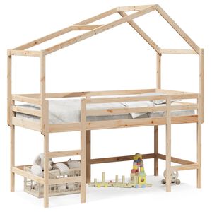 vidaXL Loft Bed with Ladder and Roof without Mattress 90x200 cm