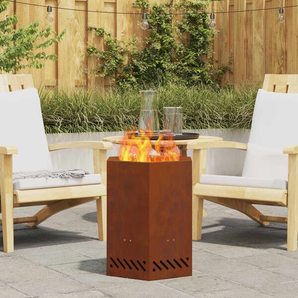 vidaXL Smokeless Fire Pit Brown 38 x 38 x 51 cm Weathering Steel
