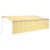 vidaXL Manual Retractable Awning with Blind&LED 5x3m Yellow&White (313243+313176+313285)