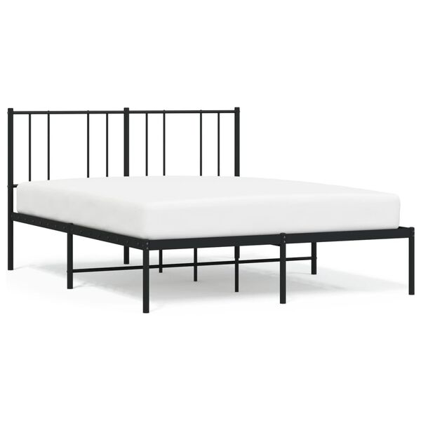 vidaXL Metal Bed Frame without Mattress with Headboard Black 160x200cm