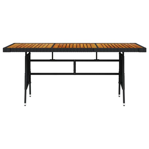 vidaXL Garden Table Black 160x70x72 cm Poly Rattan & Solid Acacia Wood