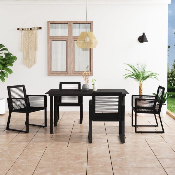 vidaXL 5 Piece Outdoor Dining Set PVC Rattan Black