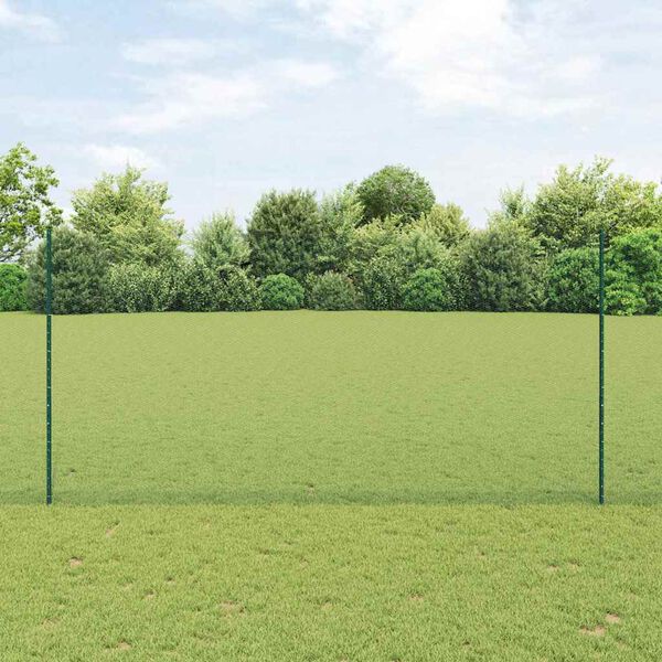 vidaXL Fence with Post Green 1.6 x 10 m Steel and PVC