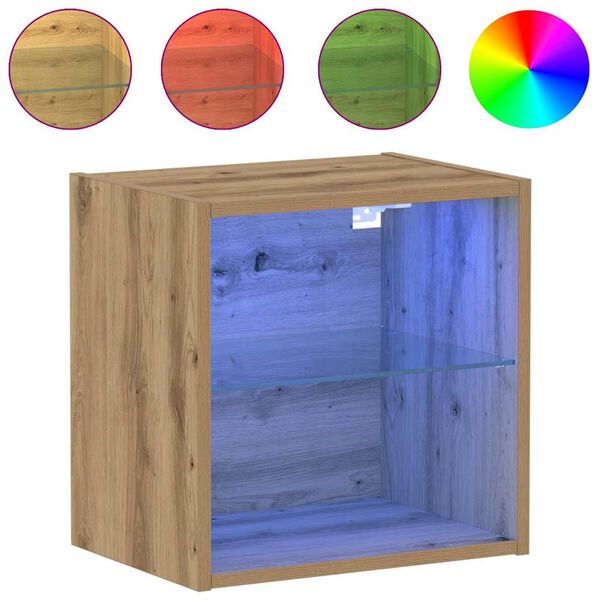 vidaXL Floating Shelf with LED Light 2 pcs Brown 40 x 28.5 x 40 cm