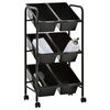 vidaXL 6-Basket Toy Storage Trolley Black Plastic