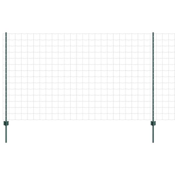 vidaXL Fence with Post Green 1.4 x 10 m Steel and PVC