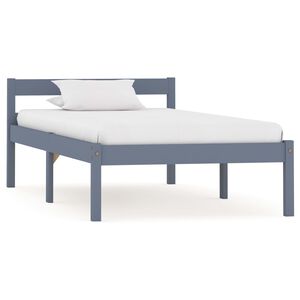 vidaXL Bed Frame without Mattress Grey Solid Pine Wood 90x200 cm