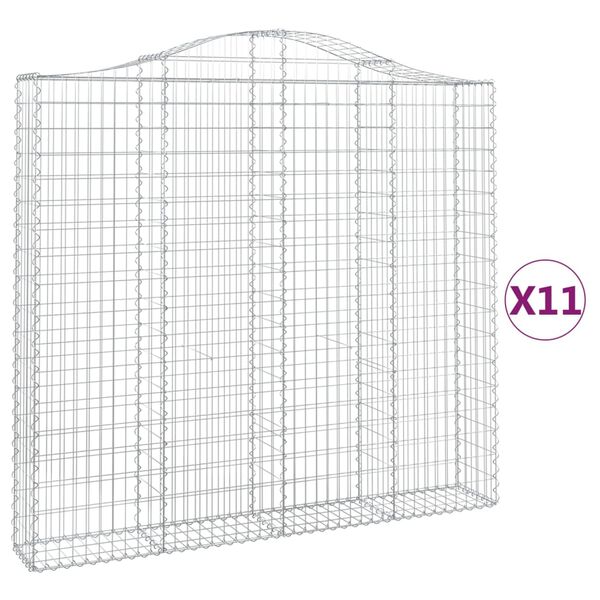 vidaXL Arched Gabion Baskets 11 pcs 200x30x180/200 cm Galvanised Iron