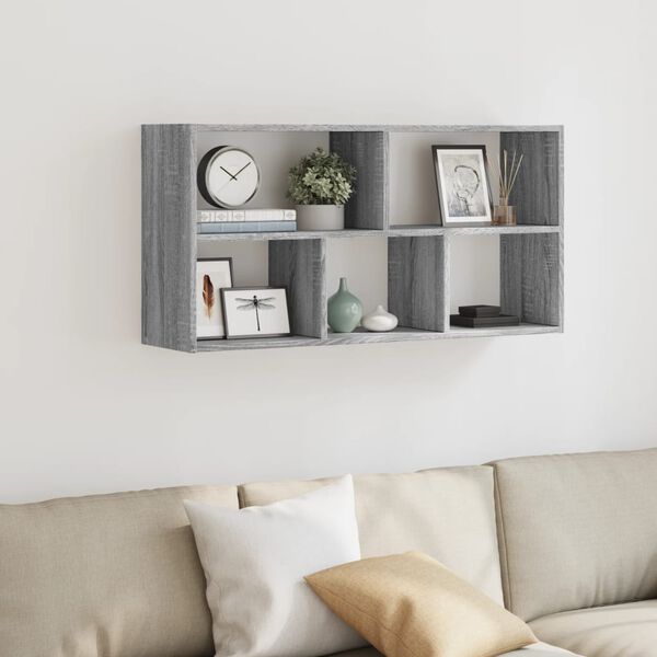 vidaXL Wall Shelf Grey Sonoma 100x25x50 cm Engineered Wood