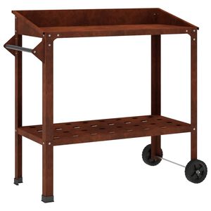 vidaXL Potting Table with Wheels Rusty 96 x 50 x 89 cm