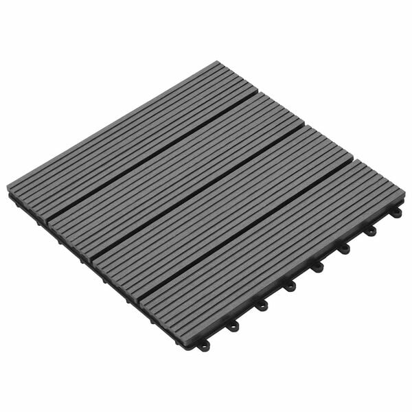 vidaXL Decking Tile 11 pcs Grey 30 x 30 cm WPC