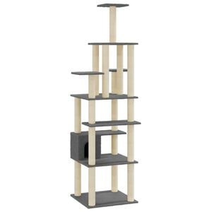 vidaXL Cat Tree | Dark grey | Engineered wood, plush, sisal | Large