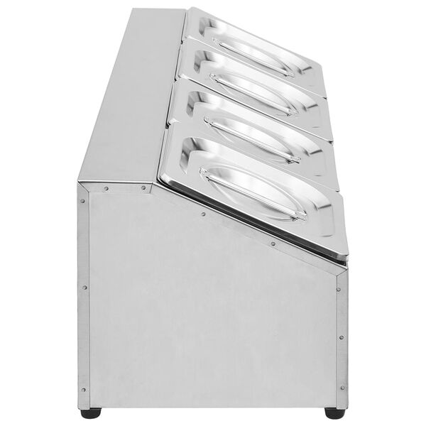 vidaXL Gastronorm Container Holder with 4 GN 1/6 Pan Stainless Steel