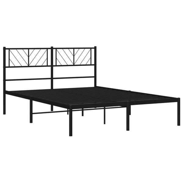 vidaXL Metal Bed Frame without Mattress with Headboard Black 140x190cm