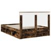 vidaXL Bed Frame Smoked Oak 140 x 200 cm Solid Pine Wood