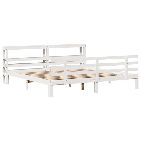 vidaXL Bed Frame with Headboard without Mattress White 200x200 cm
