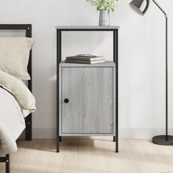 vidaXL Bedside Cabinet Grey Sonoma 41x31x80 cm Engineered Wood