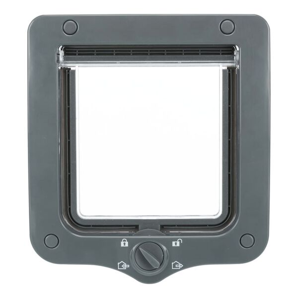 TRIXIE 4-Way Cat Flap Door with 2 Tunnels Grey