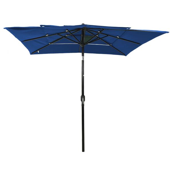 vidaXL 3-Tier Garden Parasol with Aluminium Pole Azure Blue 2.5x2.5 m