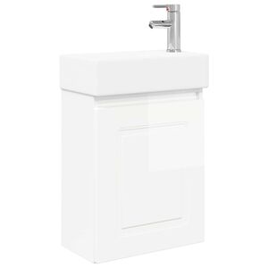 vidaXL Bathroom Vanity Unit with Tap High Gloss White