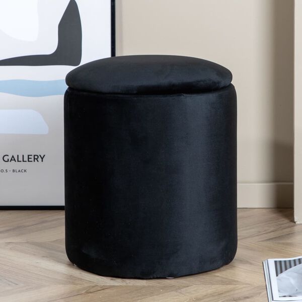 Venture Home Pouffe Limpen 32x32x40 cm Velvet Black
