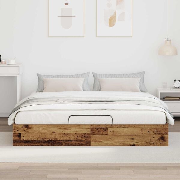 vidaXL Ottoman Bed Frame Old Wood 203 x 180 x 25 cm Engineered Wood