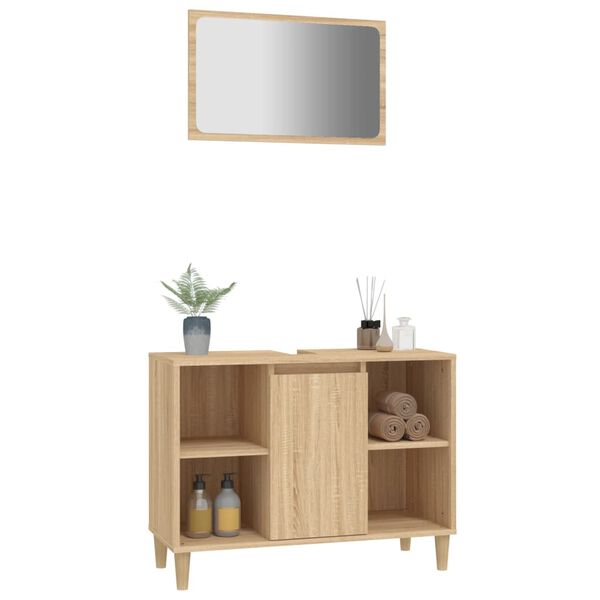vidaXL 2 Piece Bathroom Furniture Set Sonoma Oak Engineered Wood