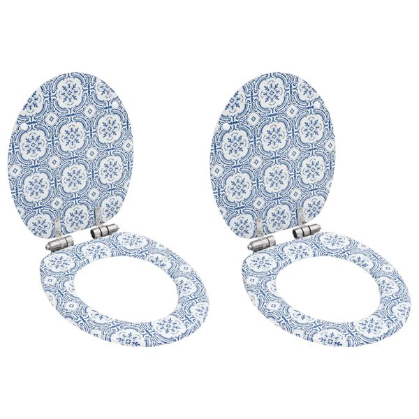 vidaXL WC Toilet Seats 2 pcs with Soft Close Lids MDF Porcelain Design