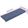 vidaXL Stair Mats 15 pcs 65x21x4 cm Blue Rectangular Edge
