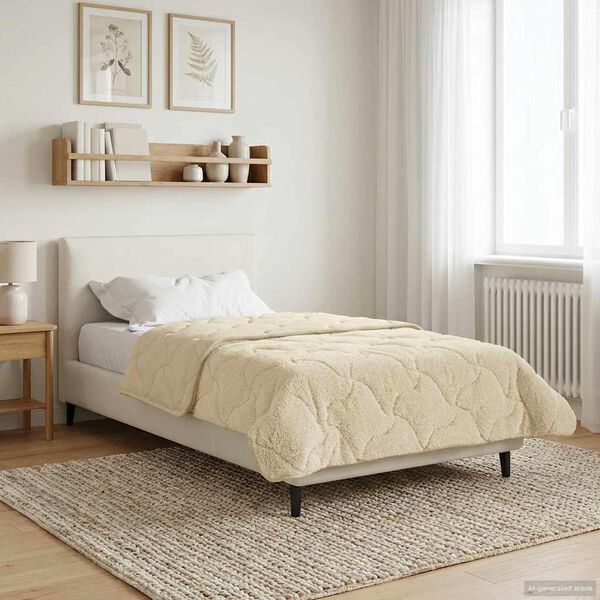 vidaXL Summer Duvet Cream 155 x 200 cm Microfiber and Teddy fleece
