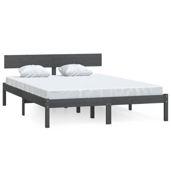 vidaXL Bed Frame without Mattress Grey Solid Wood Small Double