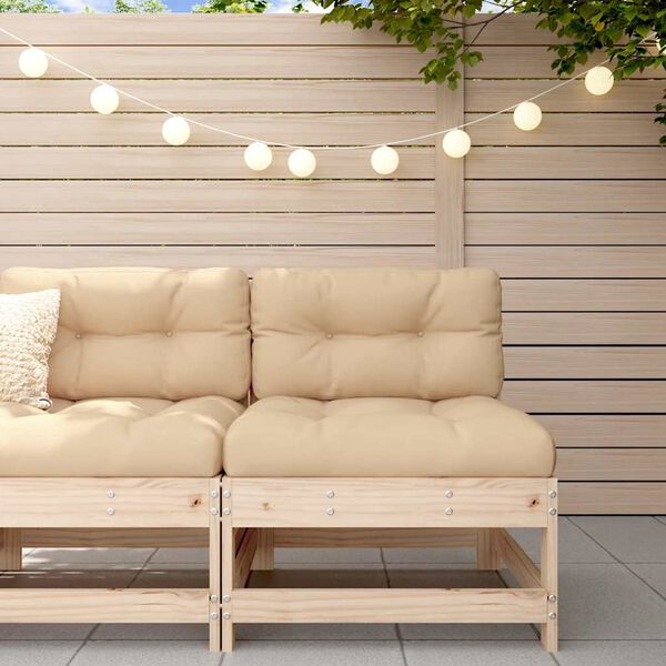 vidaXL Middle Sofa with Cushions Solid Wood Pine