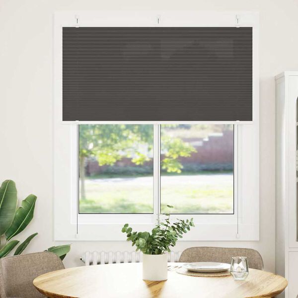 vidaXL Pleated Blind Black 115x100 cm Fabric Width 114.4 cm Polyester
