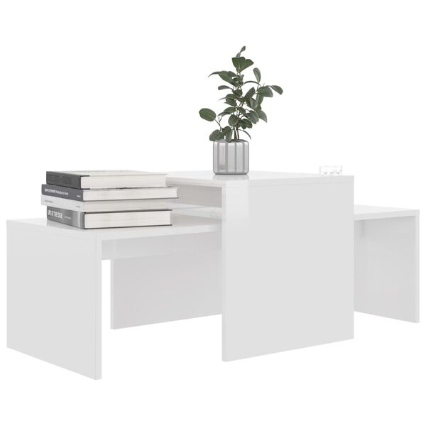 vidaXL Coffee Table Set High Gloss White 100x48x40 cm Engineered Wood