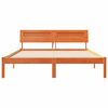 vidaXL Bed Frame with Headboard Wax Brown 150 x 200 cm Solid Pine Wood