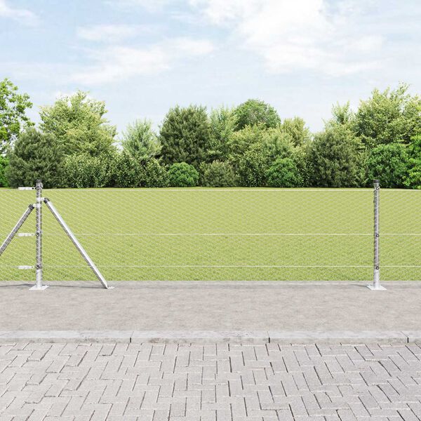 vidaXL Fence with Posts Silver 0.6 x 100 m PVC-coated steel