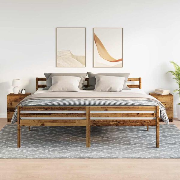 vidaXL Bedside Cabinets 2 pcs with 2 Drawers Old Wood 40x36x50 cm