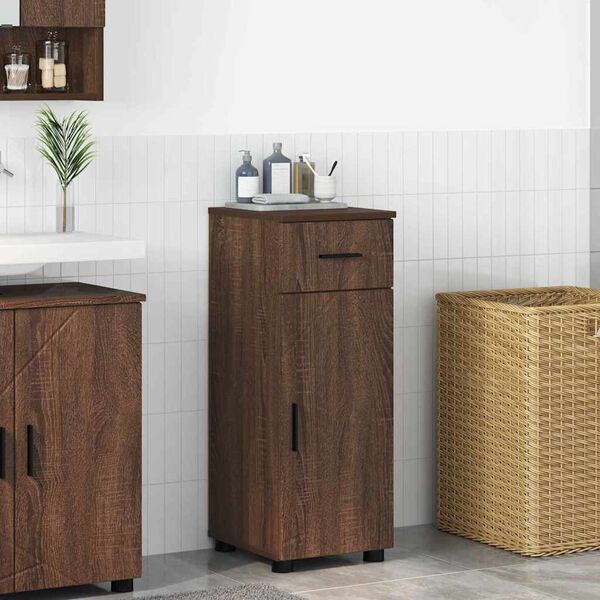 vidaXL Bathroom Cabinet with Drawer Brown Oak 30 x 35 x 80 cm